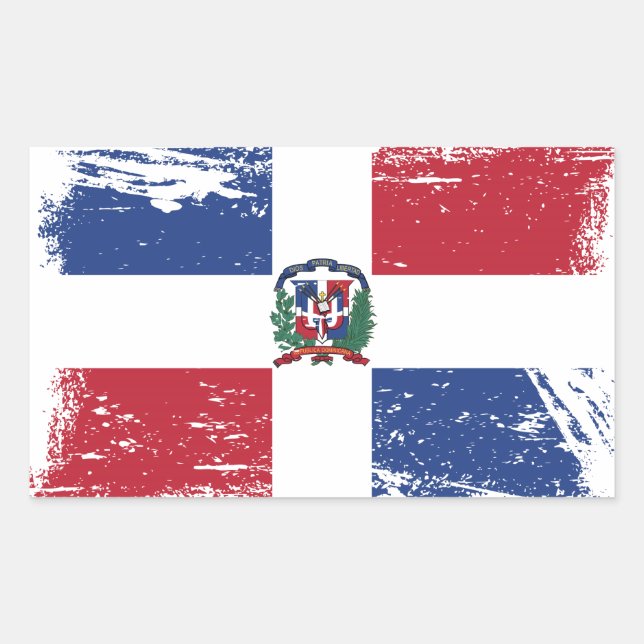 Pegatina Rectangular Bandera de República Dominicana gruesa (Anverso)