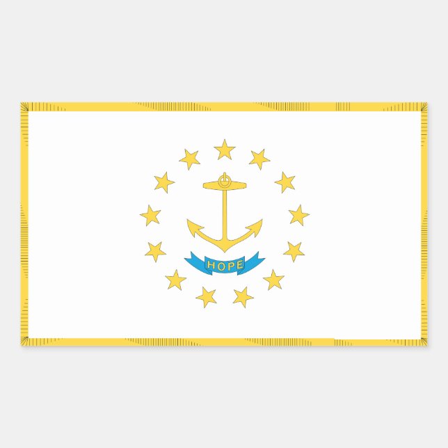 Pegatina Rectangular Bandera de Rhode Island (Anverso)