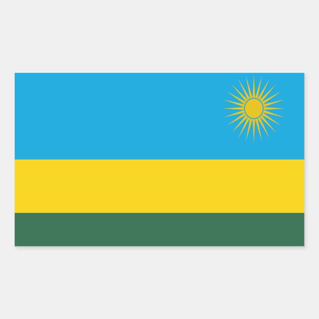 Pegatina Rectangular Bandera de Ruanda (Anverso)