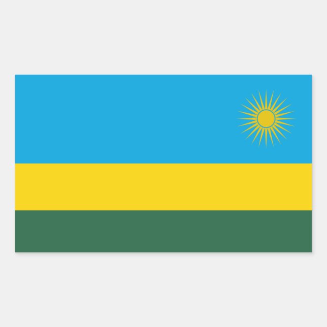 Pegatina Rectangular Bandera de Ruanda, Bandera de Ruanda (Anverso)
