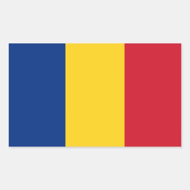 Pegatina Rectangular Bandera de Rumania (Anverso)