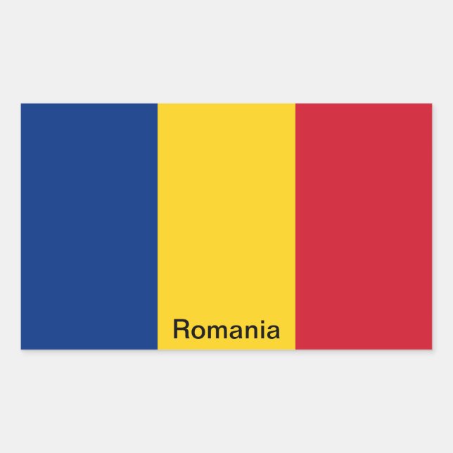 Pegatina Rectangular Bandera de Rumania (Anverso)
