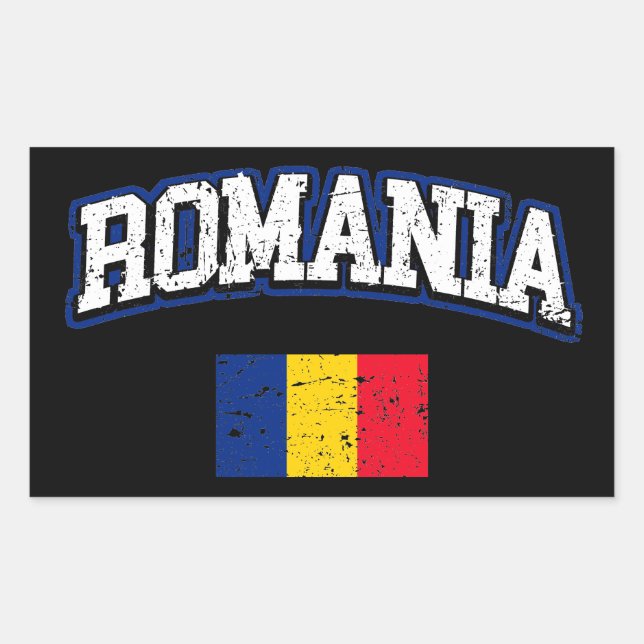 Pegatina Rectangular Bandera de Rumania (Anverso)
