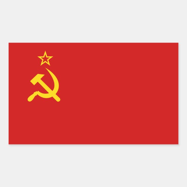 Pegatina Rectangular Bandera de Rusia comunista USSR (Anverso)