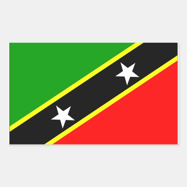 Pegatina Rectangular Bandera de Saint Kitts Nevis (Anverso)
