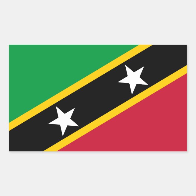 Pegatina Rectangular Bandera de Saint Kitts y Nevis (Anverso)