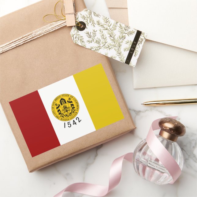 Pegatina Rectangular Bandera de San Diego (California) City (Regalar)