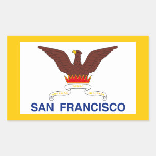 Pegatina Rectangular Bandera de San Francisco, California Rectangular S