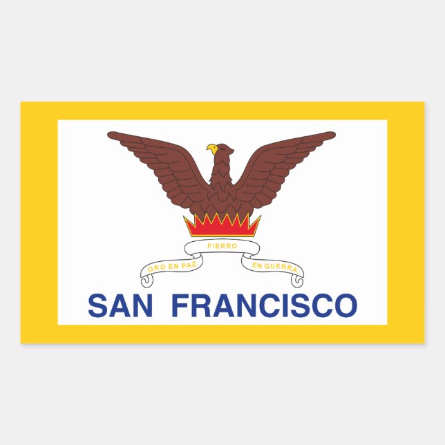 Pegatina Rectangular Bandera de San Francisco, California Rectangular S (Anverso)