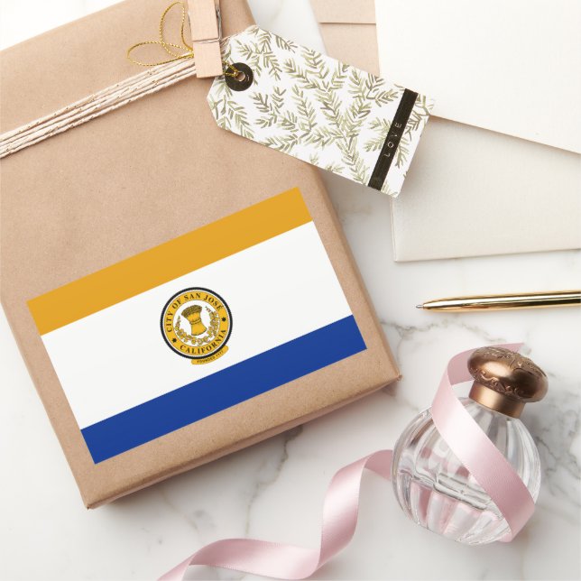 Pegatina Rectangular Bandera de San José (California) (Regalar)