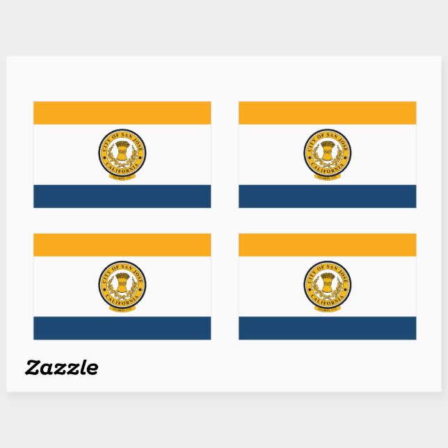 Pegatina Rectangular Bandera de San José, California (Hoja)