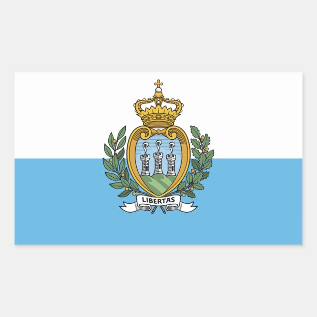 Pegatina Rectangular Bandera de San Marino (Anverso)
