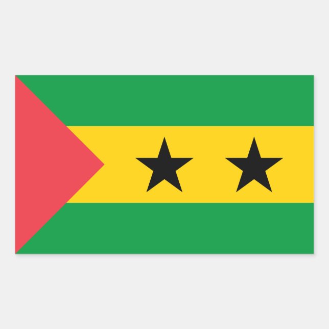 Pegatina Rectangular Bandera de Santo Tomé y Príncipe (Anverso)