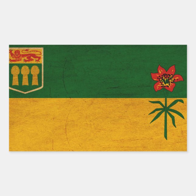 Pegatina Rectangular Bandera de Saskatchewan (Anverso)
