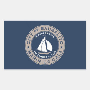 Pegatina Rectangular Bandera de Sausalito, California