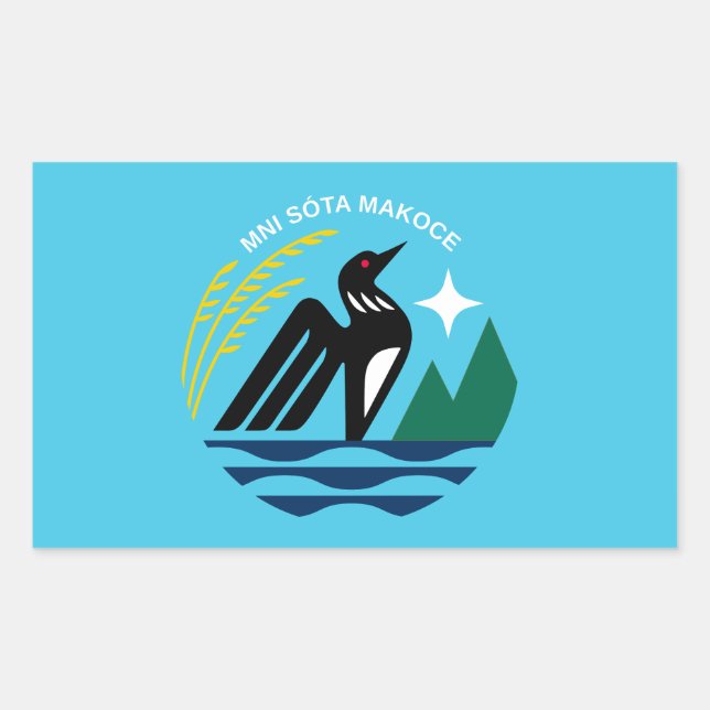 Pegatina Rectangular Bandera de sellado del estado de Minnesota (Anverso)