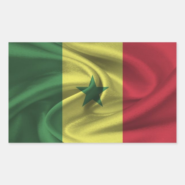 Pegatina Rectangular Bandera de Senegal (Anverso)