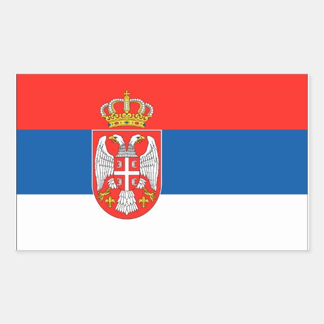 Pegatina Rectangular Bandera de Serbia (Anverso)