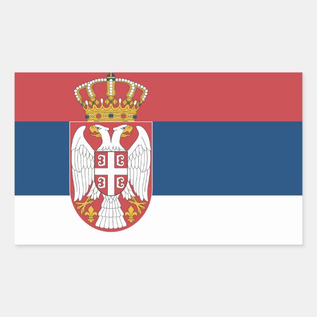 Pegatina Rectangular Bandera de Serbia (Anverso)