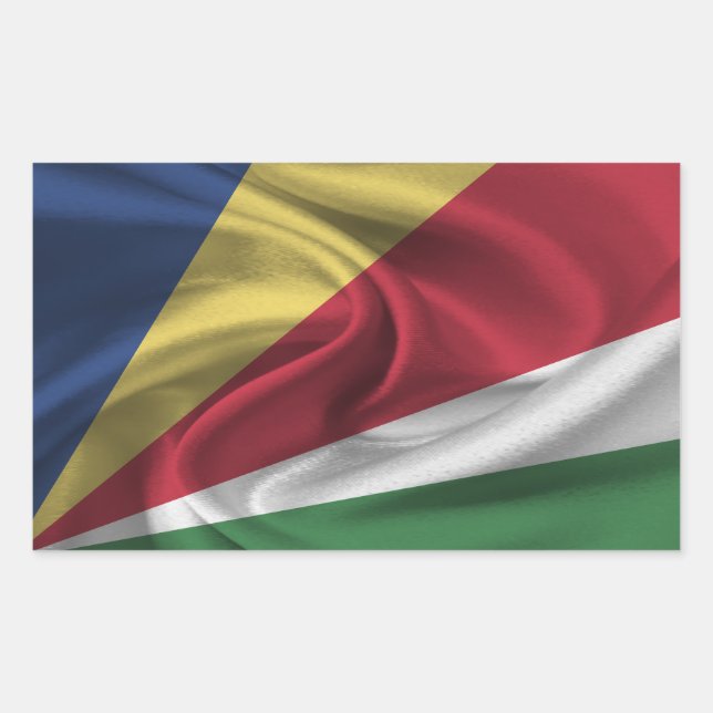 Pegatina Rectangular Bandera de Seychelles (Anverso)