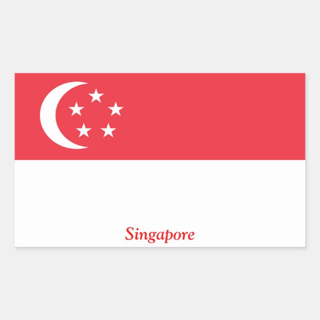 Pegatina Rectangular Bandera de Singapur (Anverso)