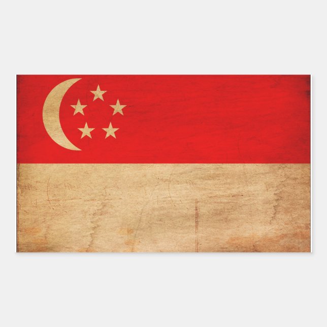 Pegatina Rectangular Bandera de Singapur (Anverso)