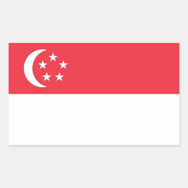 Pegatina Rectangular Bandera de Singapur (Anverso)