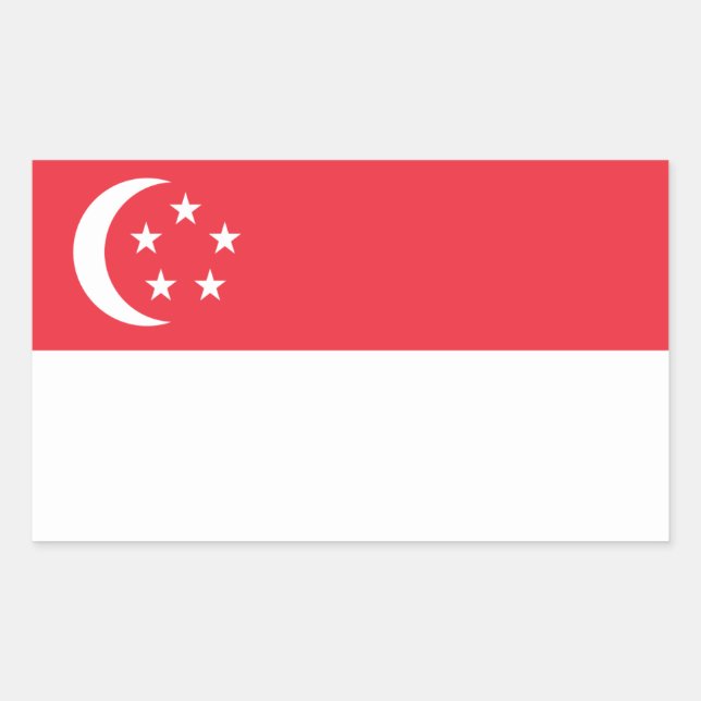 Pegatina Rectangular Bandera de Singapur, bandera de Singapur (Anverso)