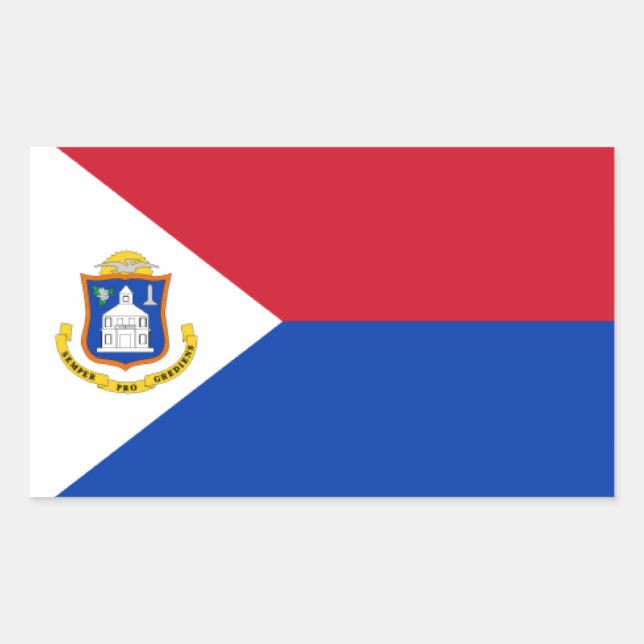 Pegatina Rectangular Bandera de Sint Maarten (Anverso)