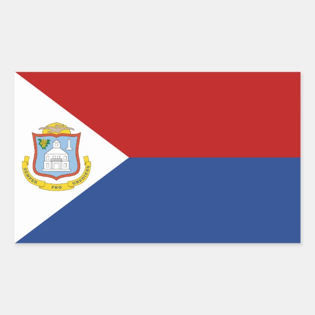 Pegatina Rectangular Bandera de Sint Maarten (Anverso)