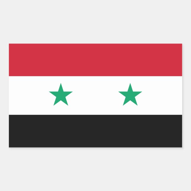 Pegatina Rectangular Bandera de Siria (Anverso)