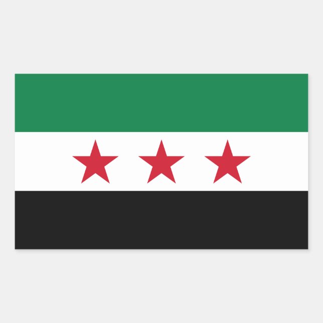 Pegatina Rectangular Bandera de Siria (Anverso)