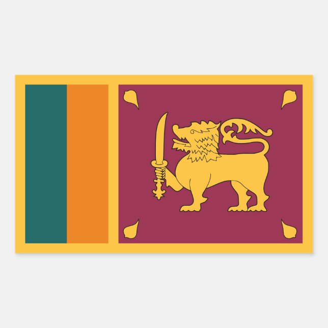 Pegatina Rectangular Bandera de Sri Lanka (Anverso)