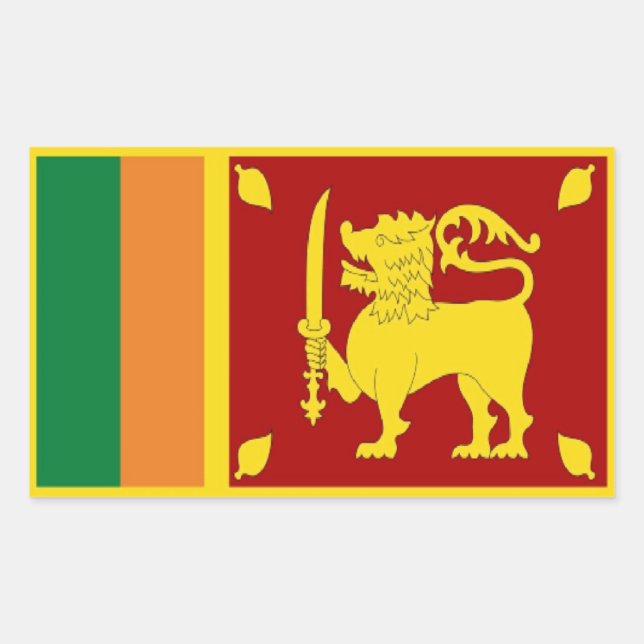 Pegatina Rectangular Bandera de Sri Lanka (Anverso)