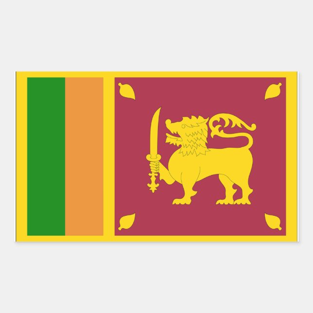Pegatina Rectangular Bandera de Sri Lanka (Anverso)