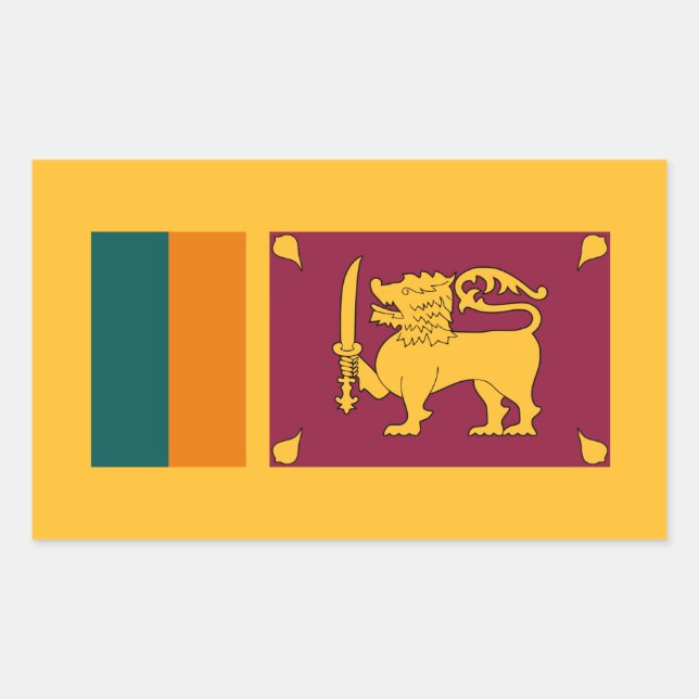 Pegatina Rectangular Bandera de Sri Lanka, bandera de Sri Lanka (Anverso)