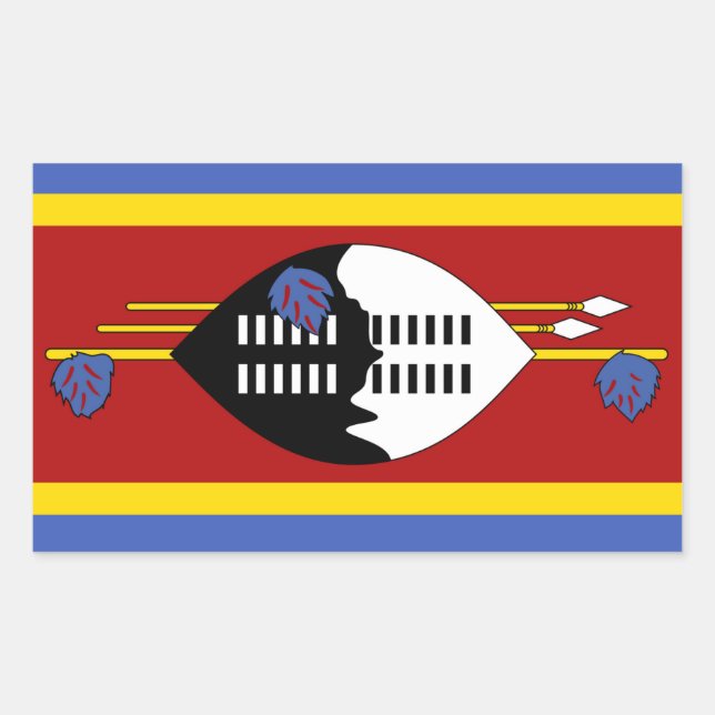 Pegatina Rectangular Bandera de Suazilandia (Anverso)