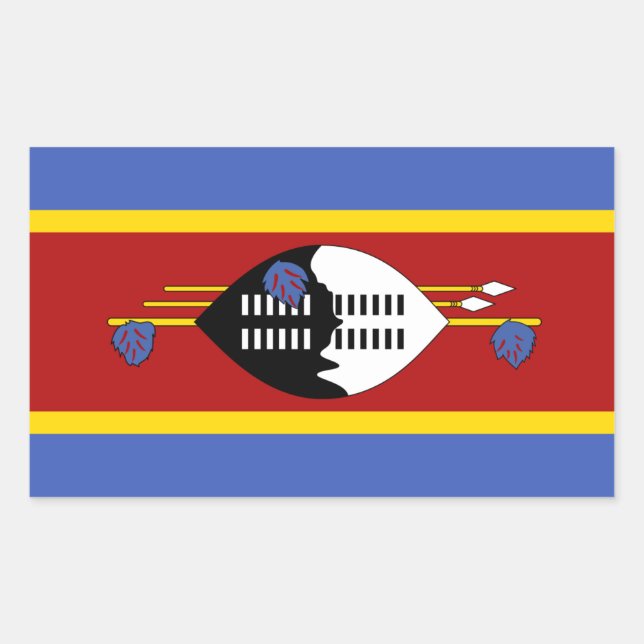 Pegatina Rectangular Bandera de Suazilandia, Bandera de Eswatini (Anverso)