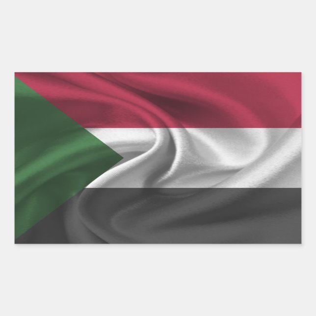 Pegatina Rectangular Bandera de Sudán (Anverso)