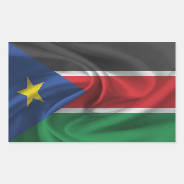 Pegatina Rectangular Bandera de Sudán del Sur (Anverso)