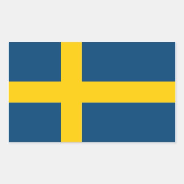 Pegatina Rectangular Bandera de Suecia (Anverso)