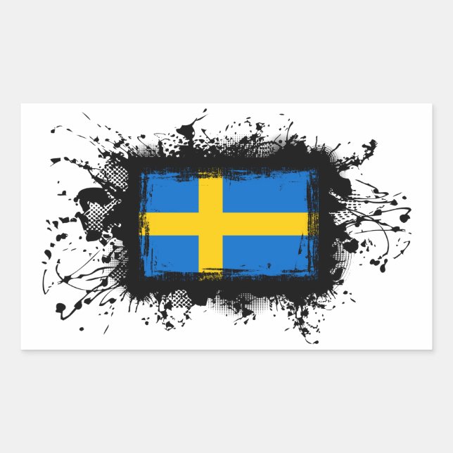 Pegatina Rectangular Bandera de Suecia (Anverso)