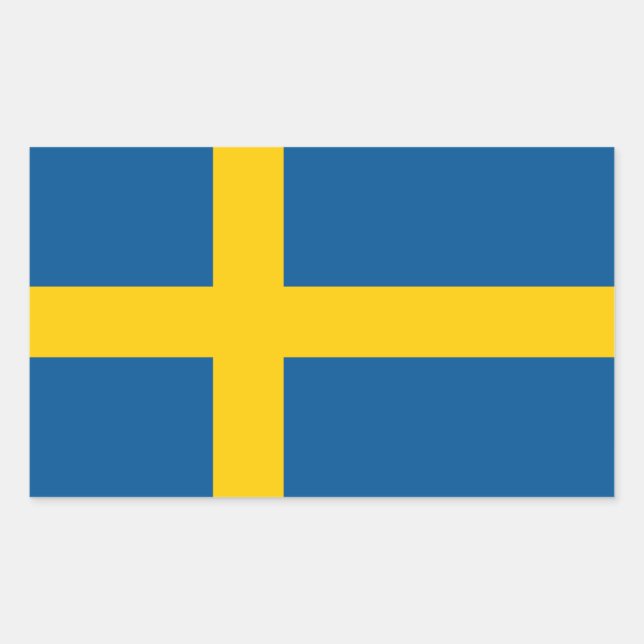 Pegatina Rectangular Bandera de Suecia (Anverso)