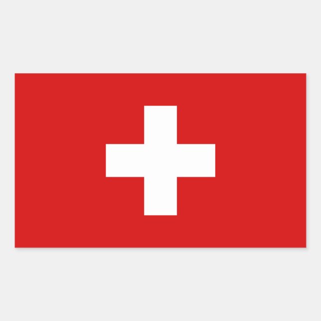 Pegatina Rectangular Bandera de Suiza (Anverso)