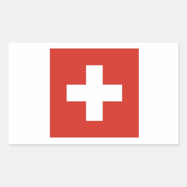 Pegatina Rectangular Bandera de Suiza (Anverso)