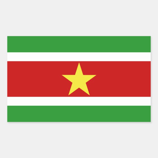 Pegatina Rectangular Bandera de Surinam | (Anverso)