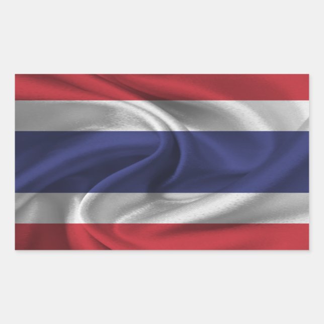 Pegatina Rectangular Bandera de Tailandia (Anverso)