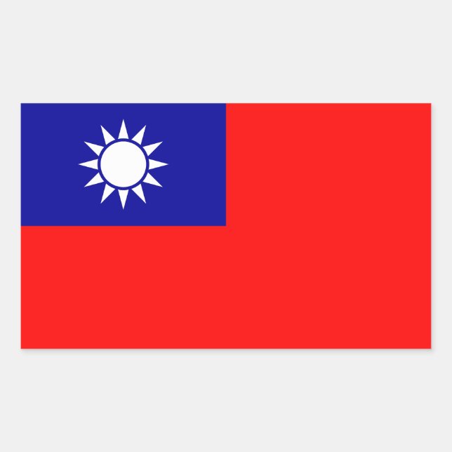 Pegatina Rectangular Bandera de Taiwán (Anverso)