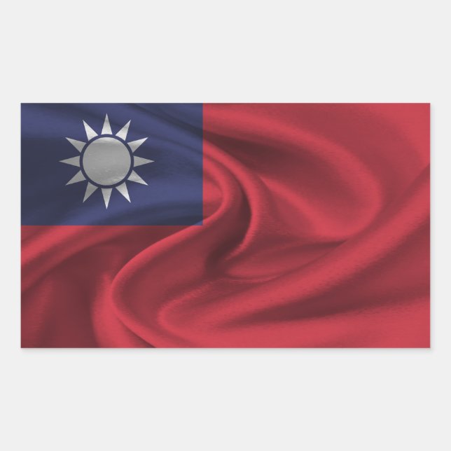 Pegatina Rectangular Bandera de Taiwán (Anverso)