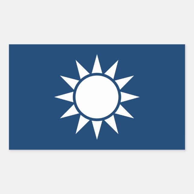 Pegatina Rectangular Bandera de Taiwán "clásica" (Anverso)